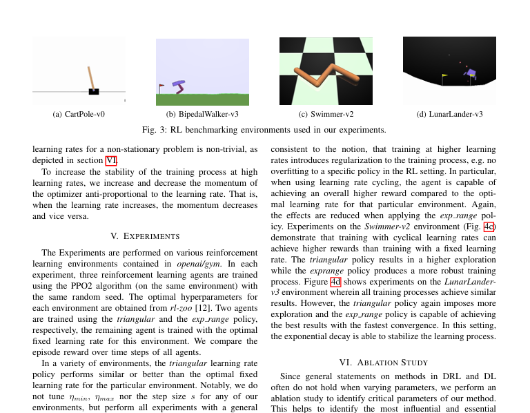 Deep Reinforcement Learning using Cyclical Learning Rates